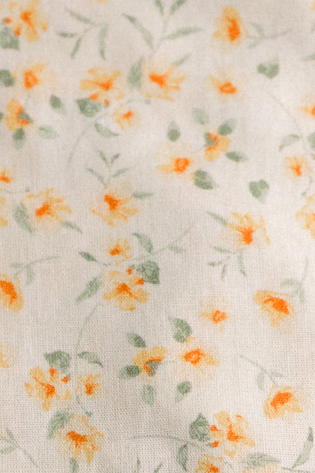 Lemon Blossoms | Timeless Floral Ruffle Zipper Pouch