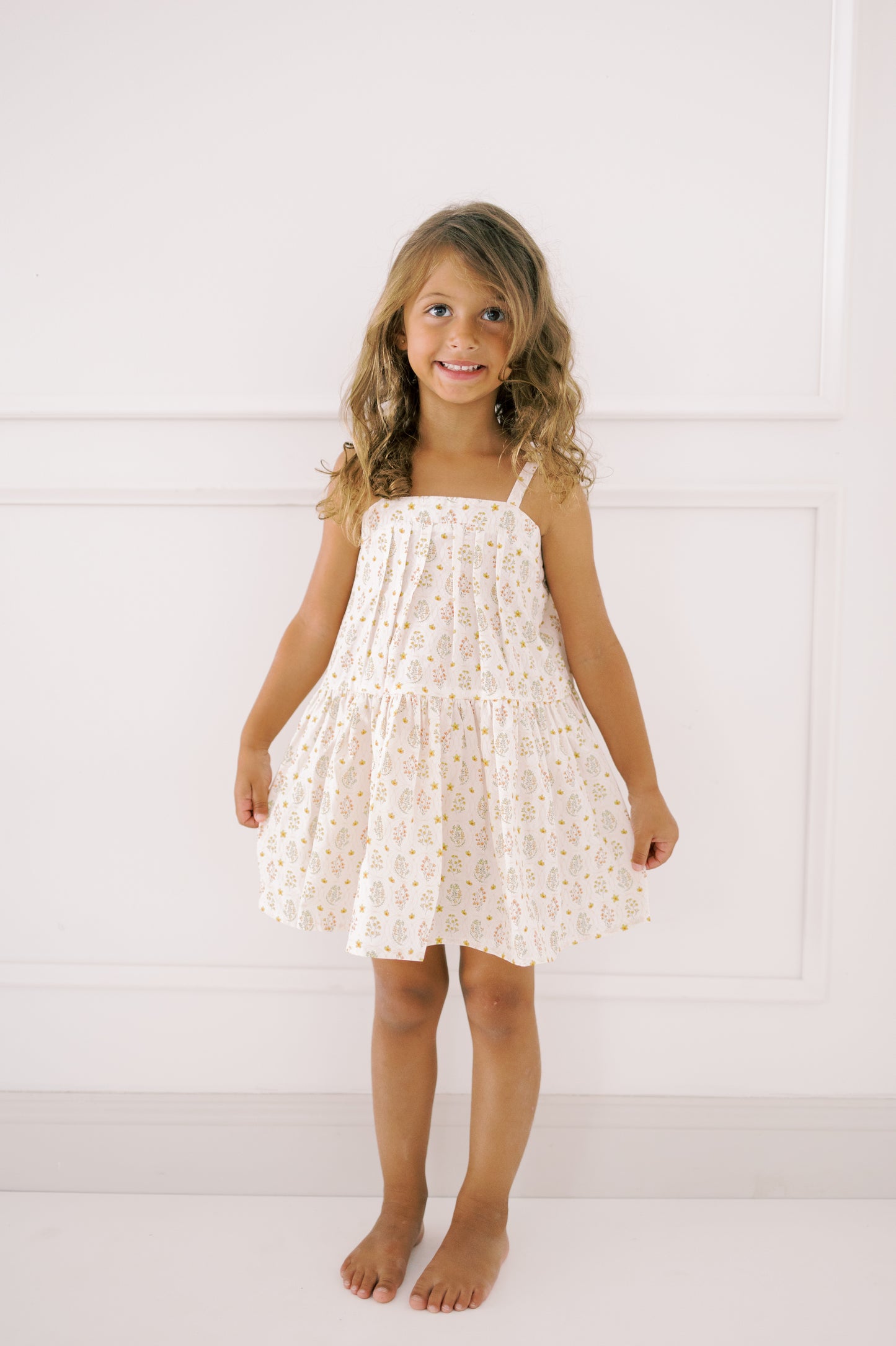 Hikari Pintuck Dress | Golden Blossom