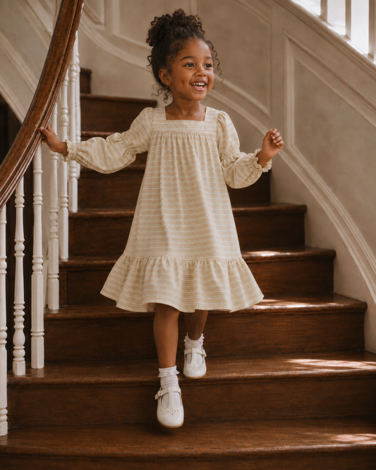 Fiona Dress- Blush Vine Stripe