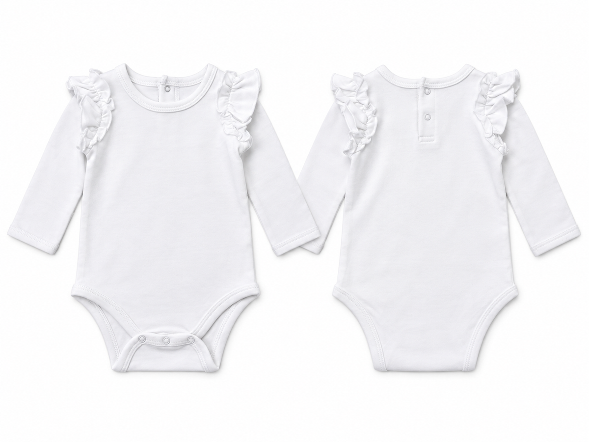 Ruffle Shoulder Bodysuit & Floral Linen Baby Gusset Pant Set