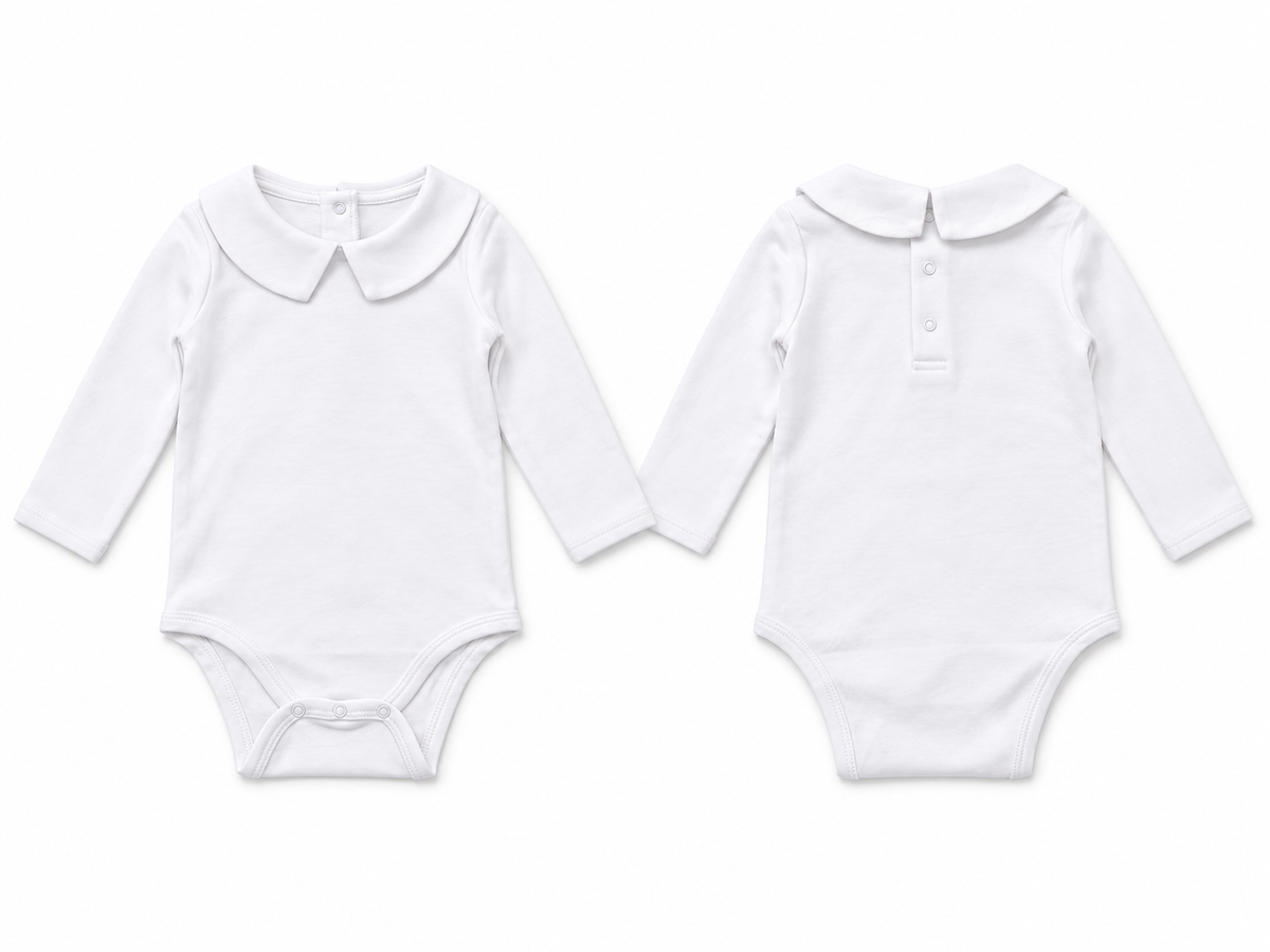 Peter Pan Collar Bodysuit & Linen Baby Gusset Pant Set