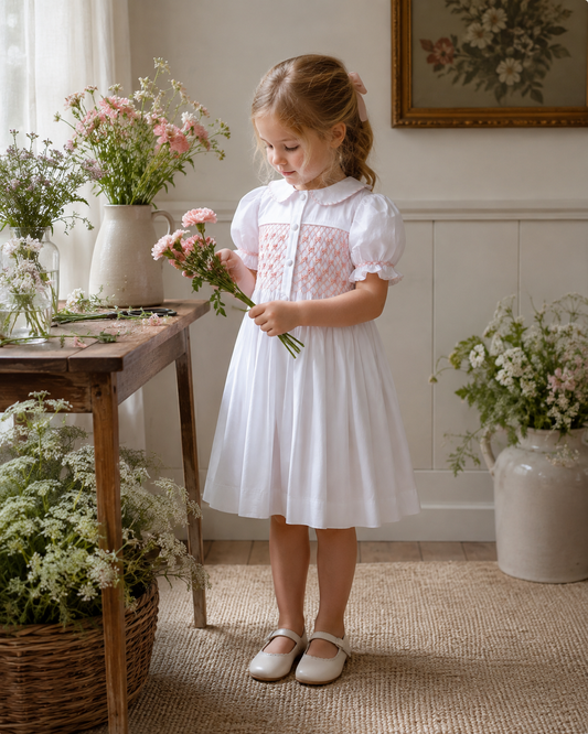 Camellia Smocked Dress | Heirloom Peach