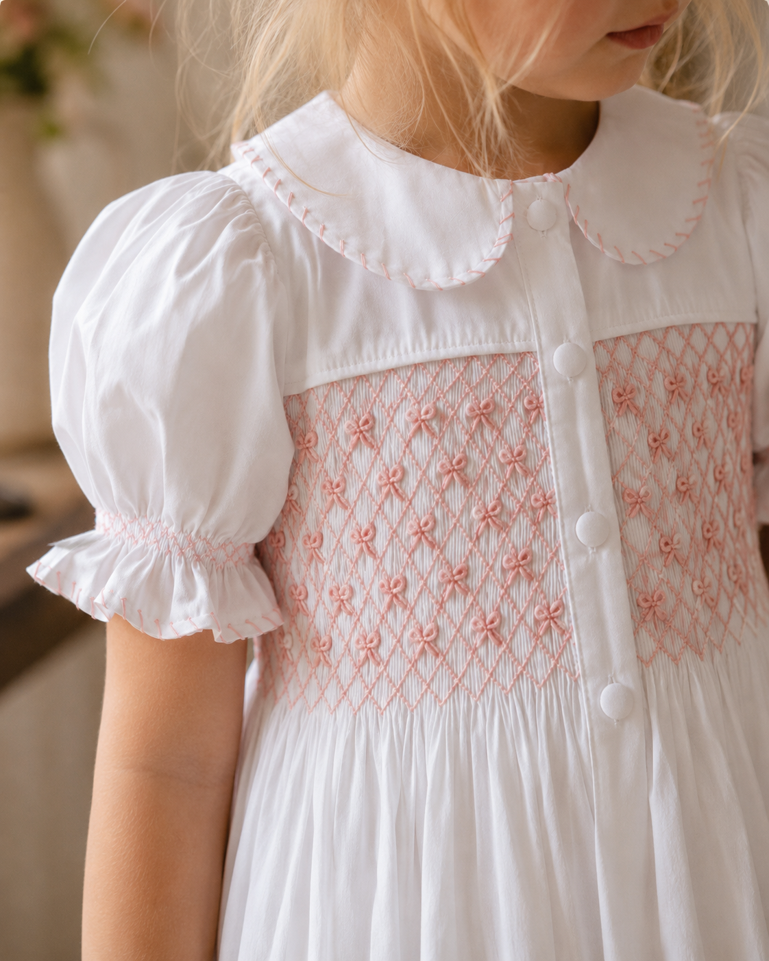 Camellia Smocked Dress | Heirloom Peach