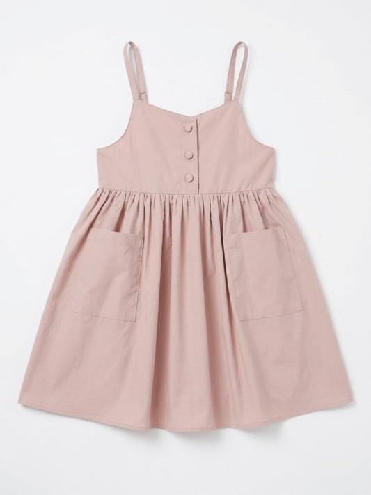 Pink dress with thin straps on a white background