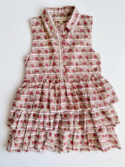Floral tiered dress on a white background