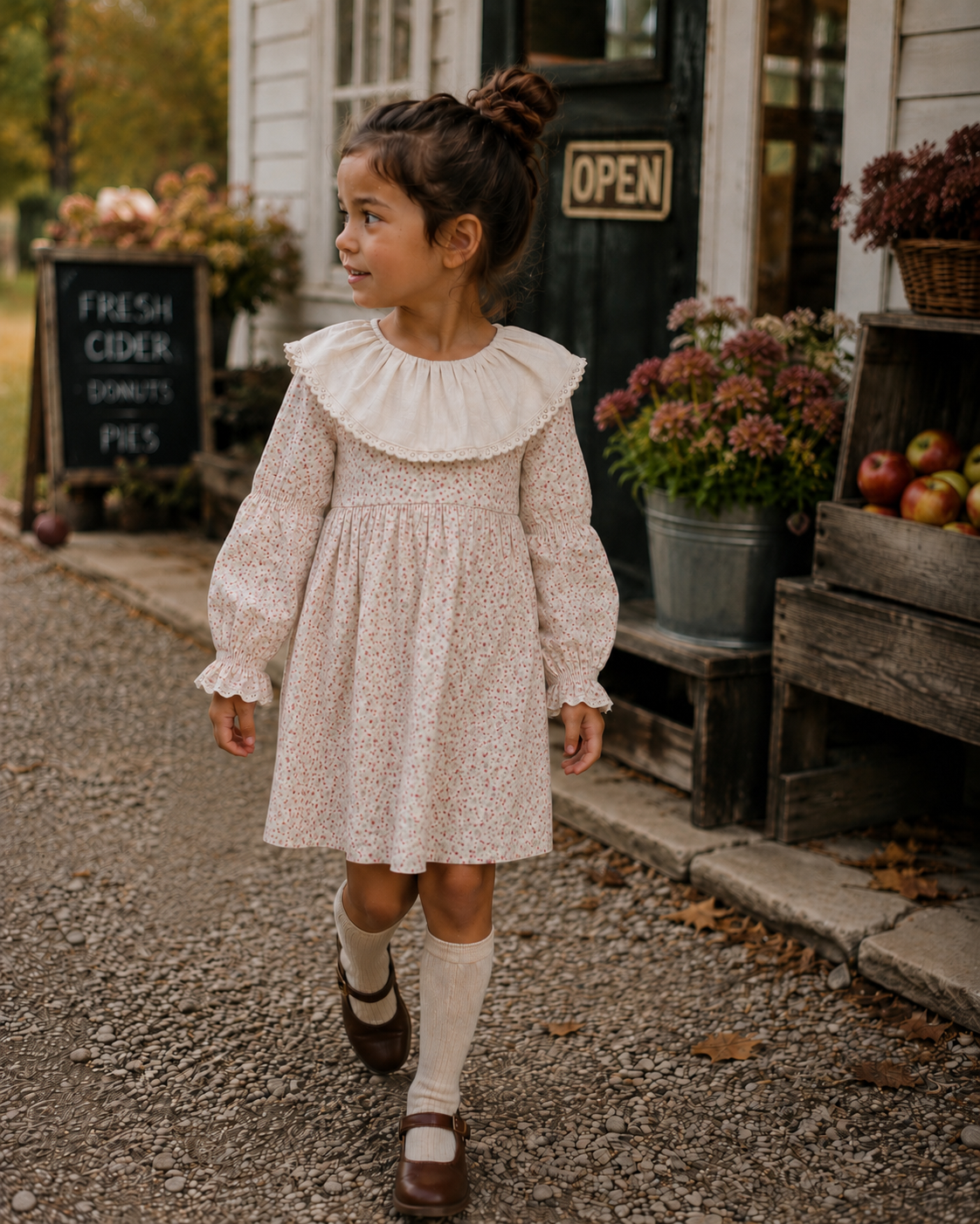 Marguerite Dress- Wild Rosebud Garden