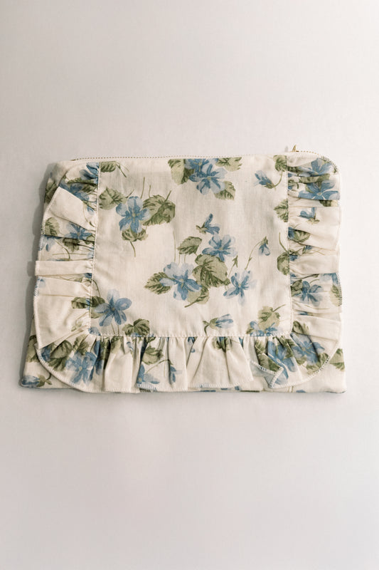 Cornflower Lane | Timeless Floral Ruffle Zipper Pouch