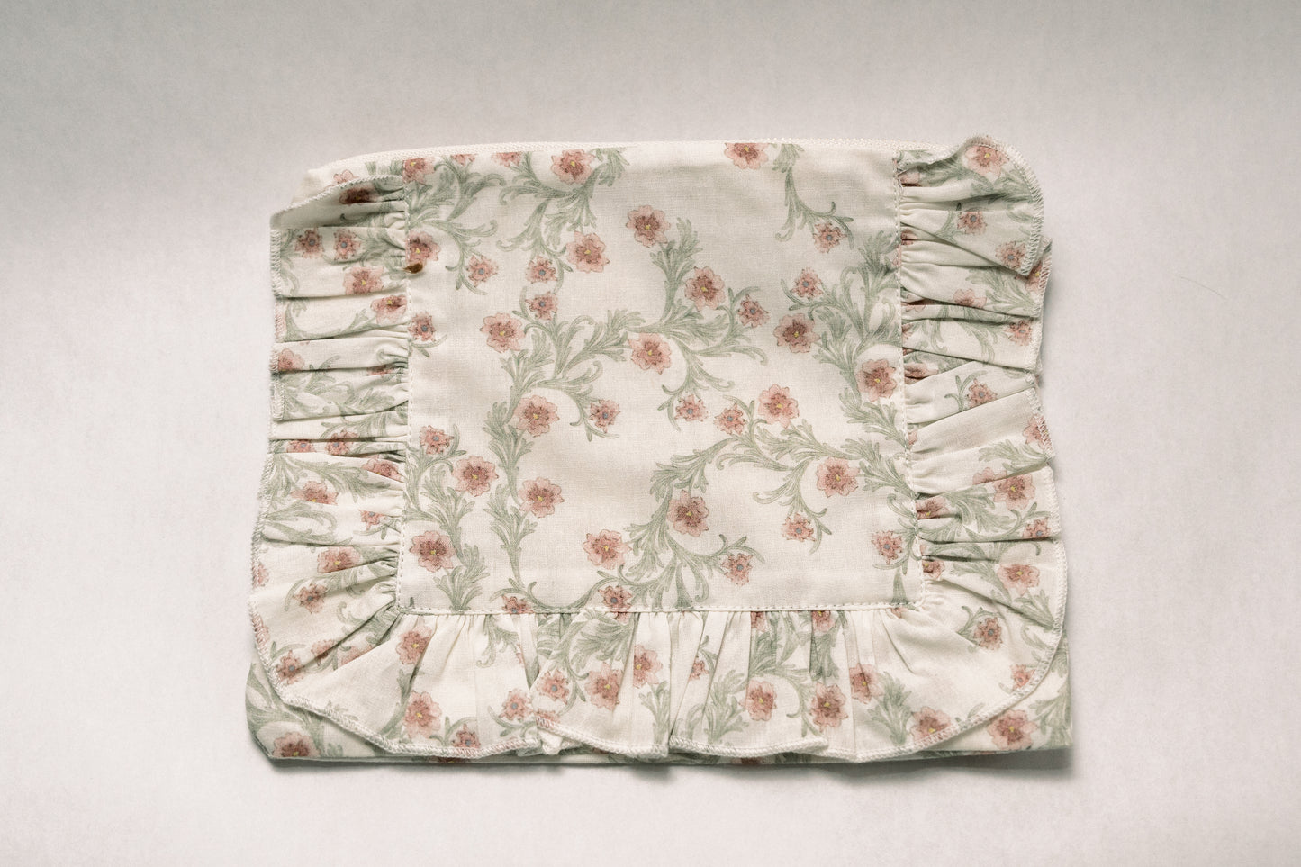 Lilac Vine Scroll |Timeless Floral Ruffle Zipper Pouch