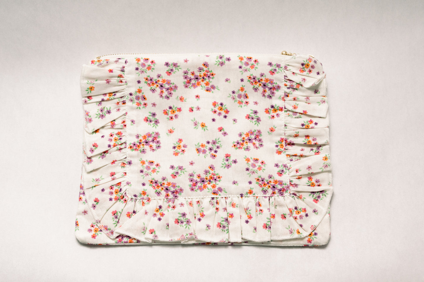 Lavender Marmalade | Timeless Floral Ruffle Zipper Pouch