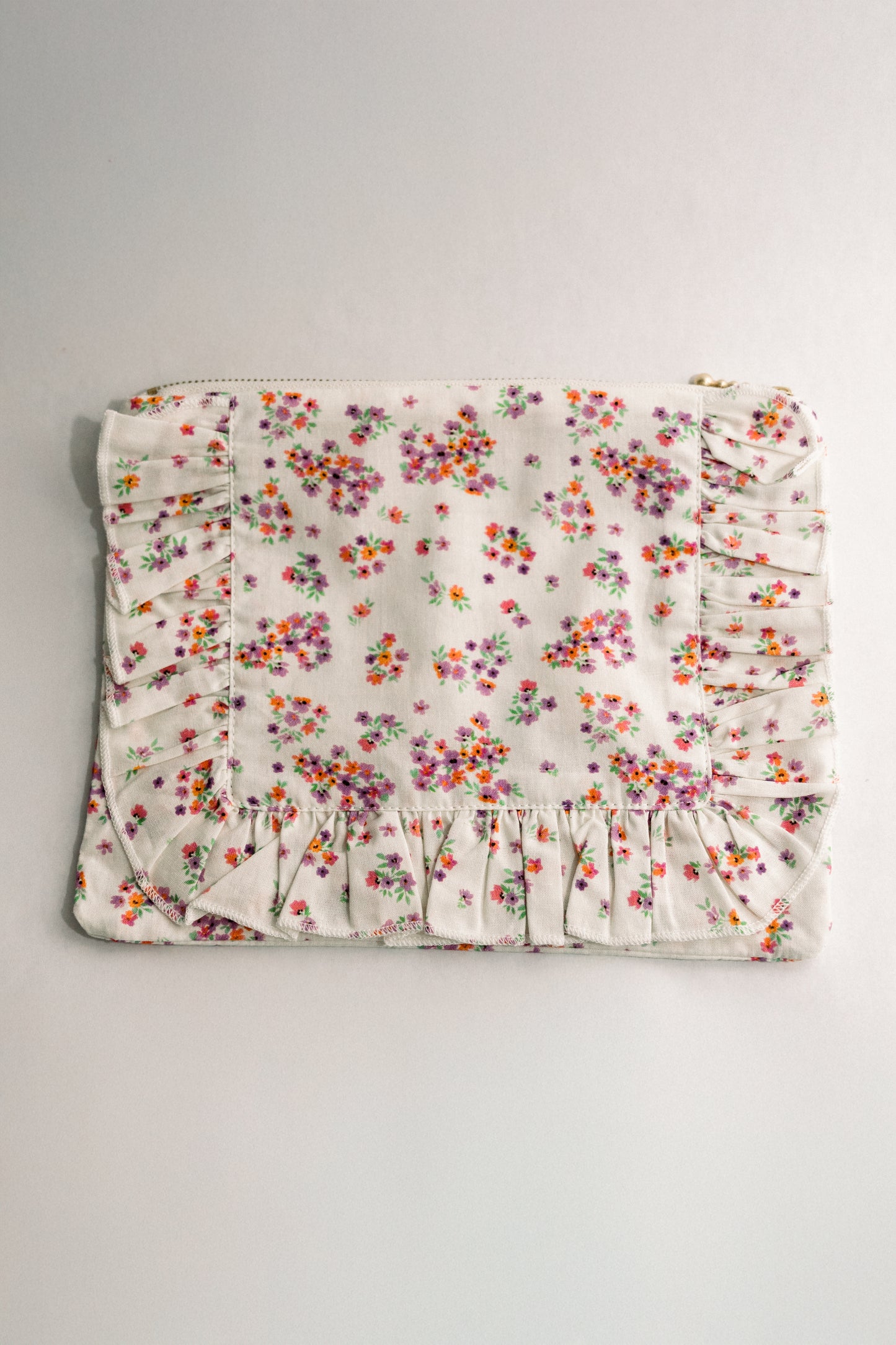 Lavender Marmalade | Timeless Floral Ruffle Zipper Pouch