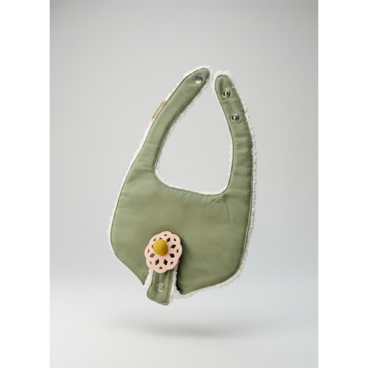 Soothe & Snap Pacifier Bib- Olive Grove