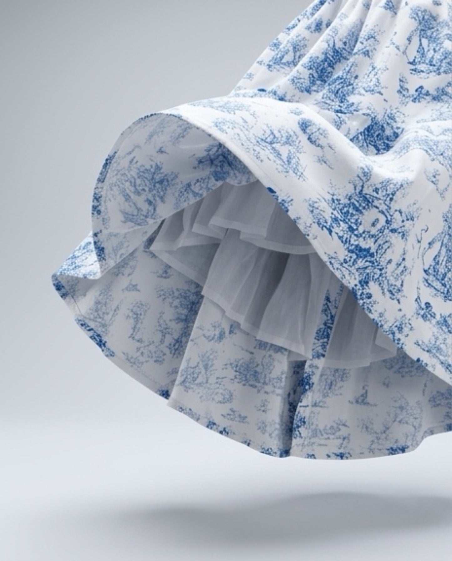 Aoki Dress-Blue Toile | Short Sleeve