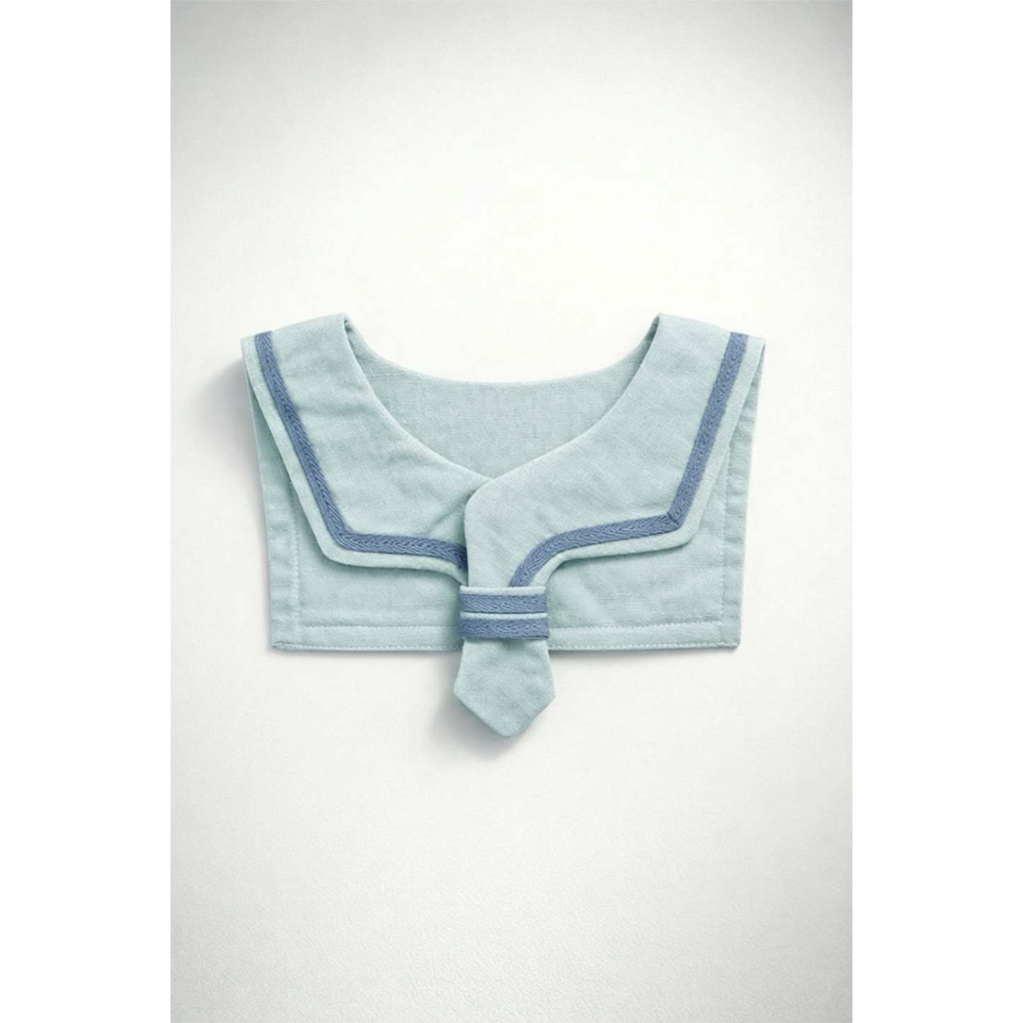 Light blue sailor-style collar with dark blue trim on a white background
