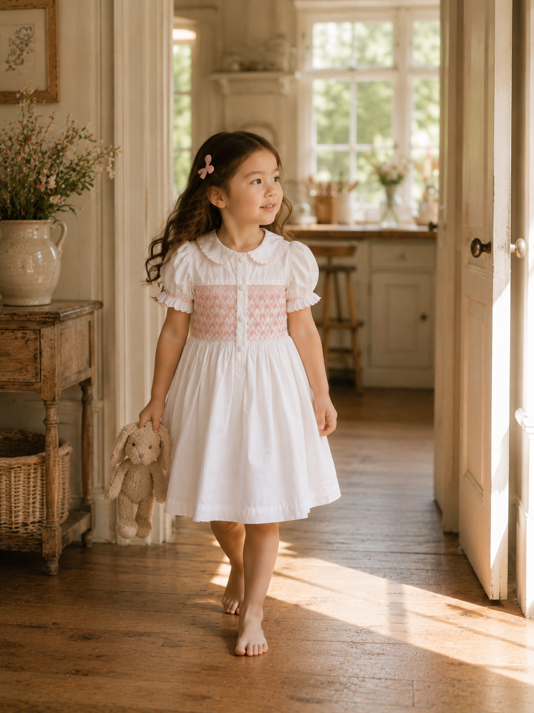 Camellia Smocked Dress | Heirloom Peach