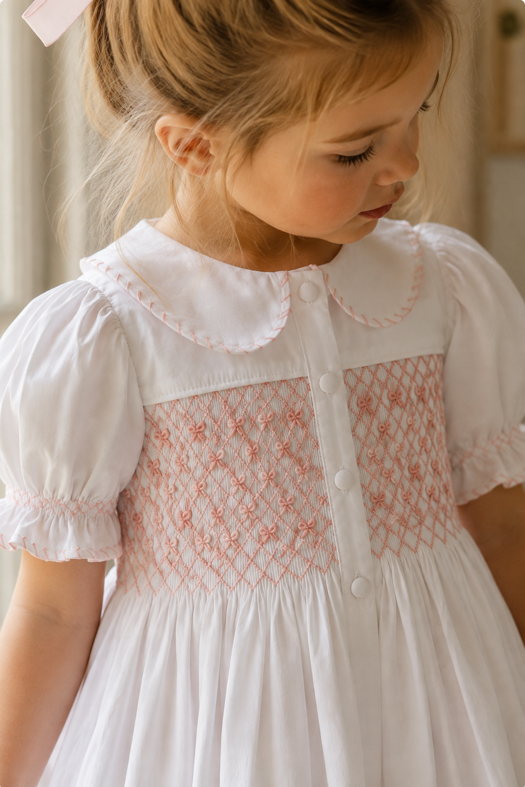 Camellia Smocked Dress | Heirloom Peach