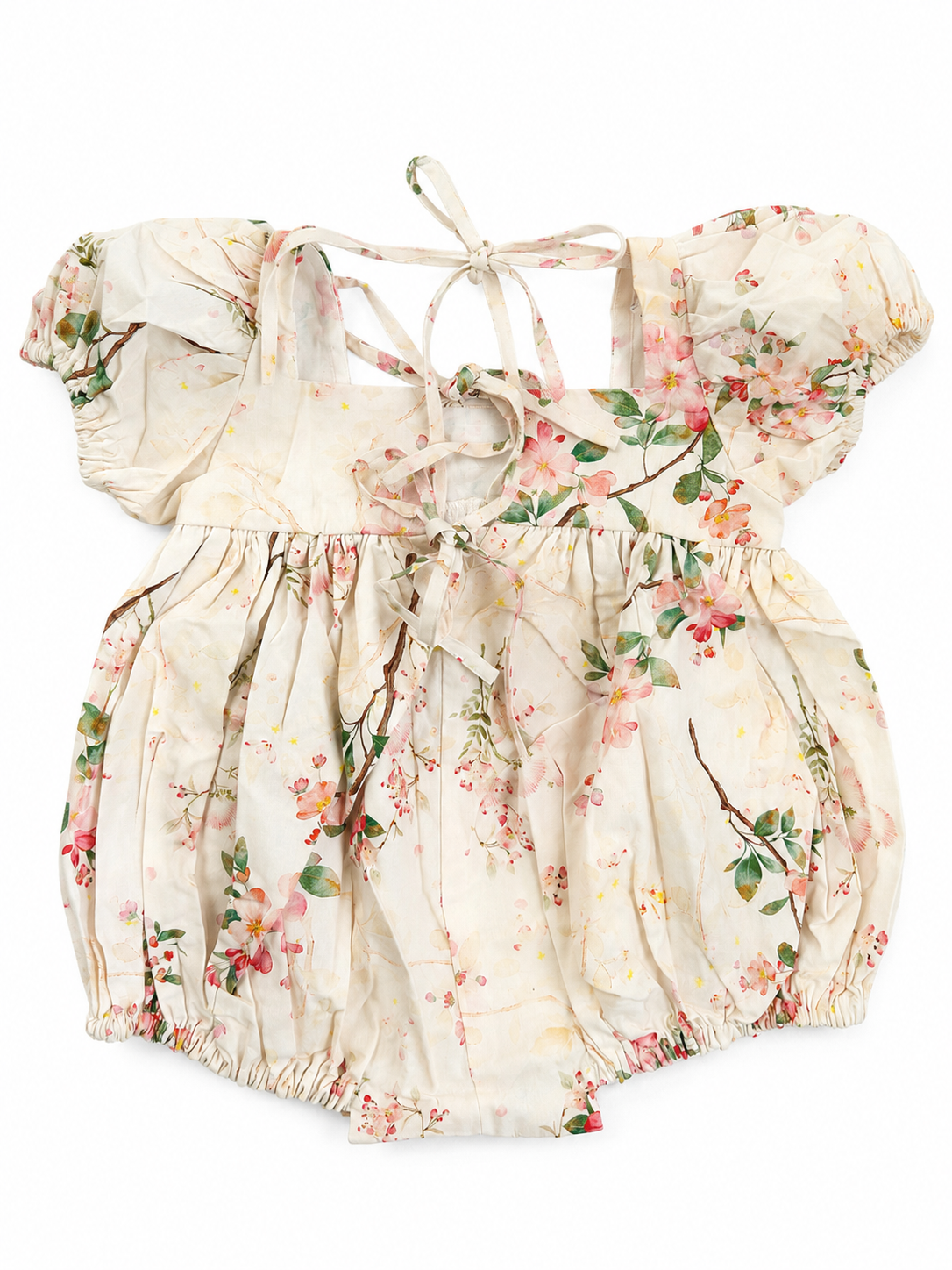 Floral baby romper on a white background