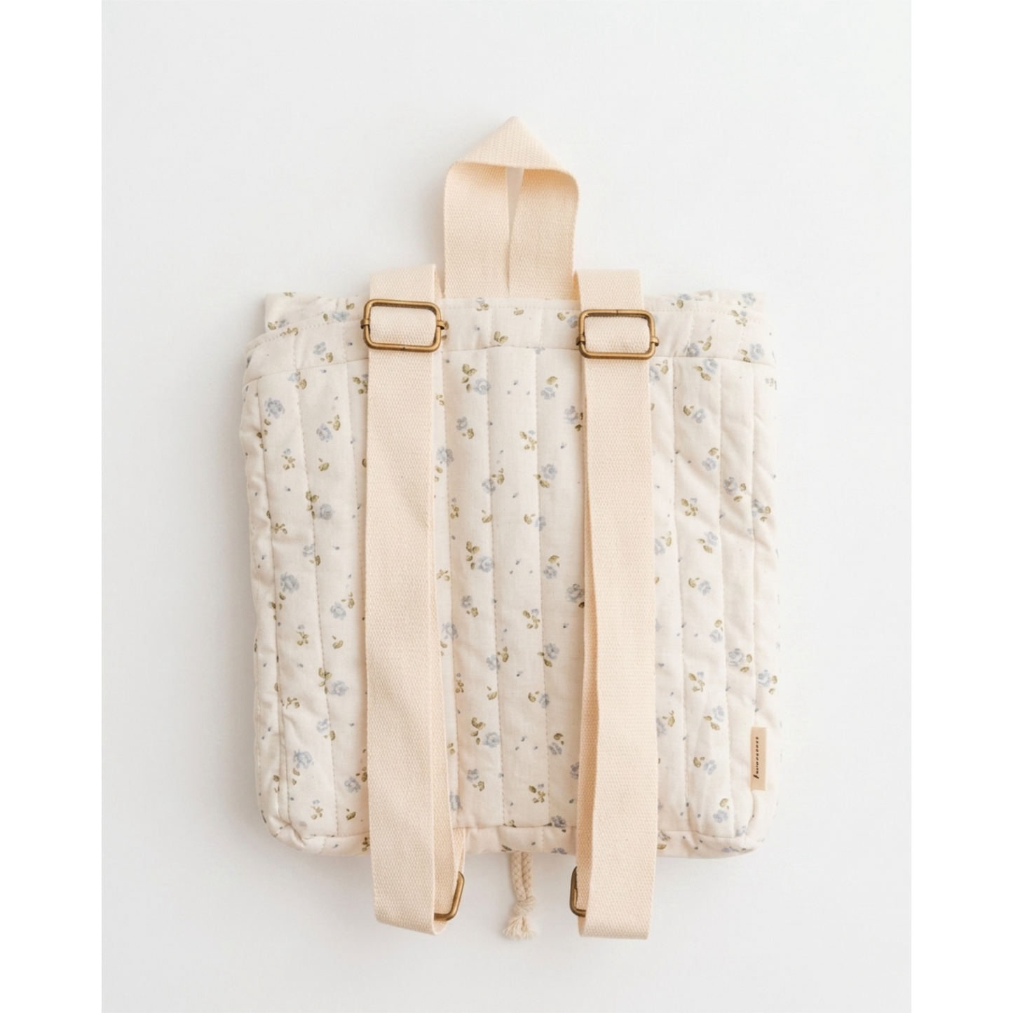 Floral-patterned backpack on a white background