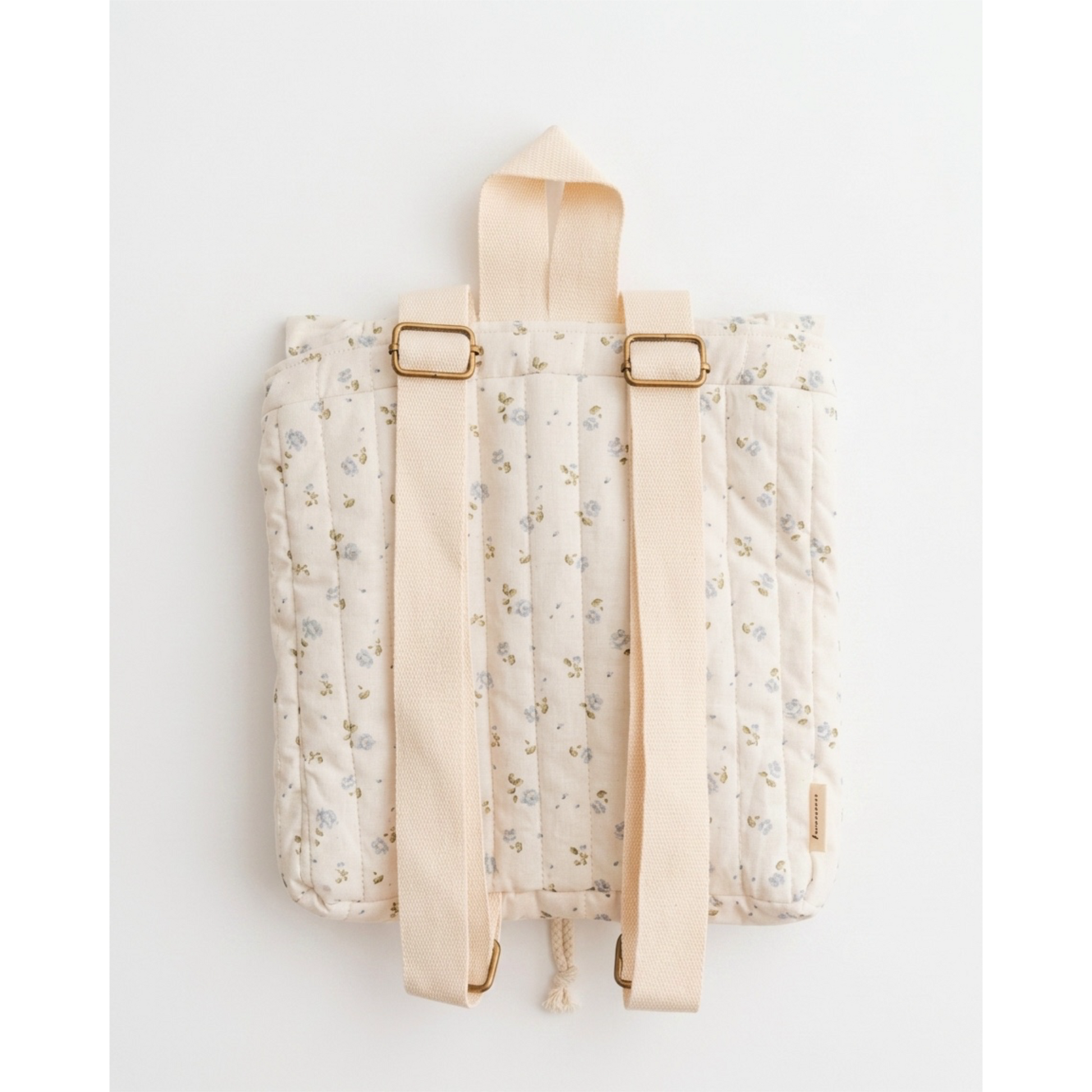 Floral-patterned backpack on a white background