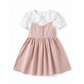 Pink dress with white collar on a white background