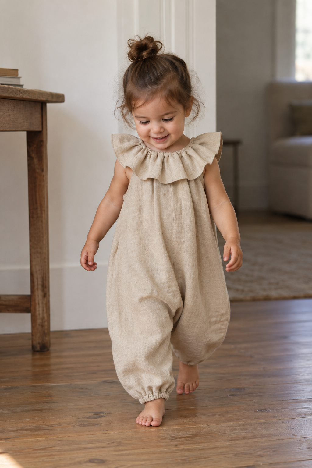 Marlowe Linen Romper | Antique Oat