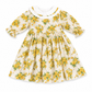 Yellow floral dress on a white background
