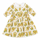 Floral dress with yellow flowers on a white background
