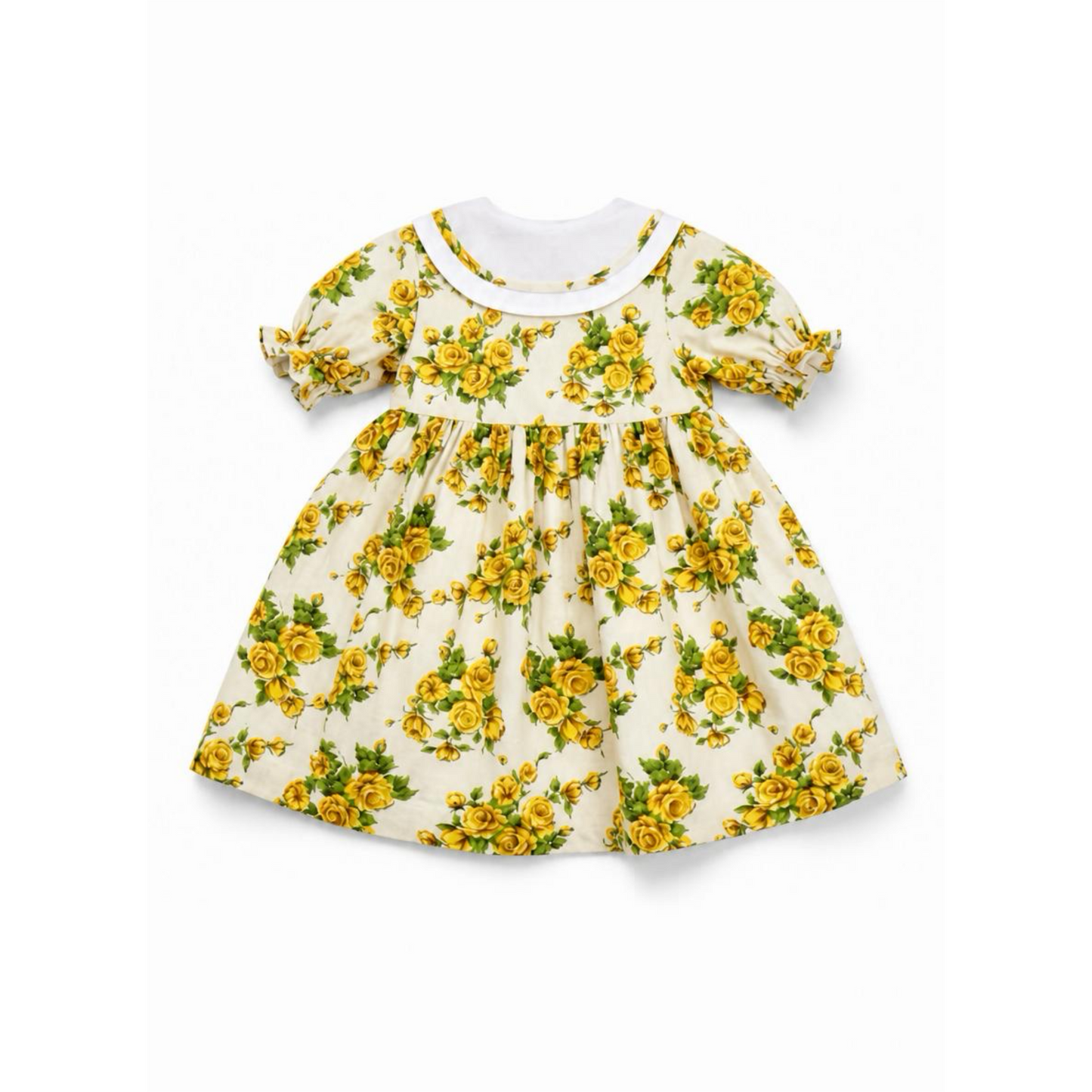 Yellow floral dress on a white background