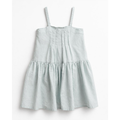 Light blue dress with thin straps on a white background