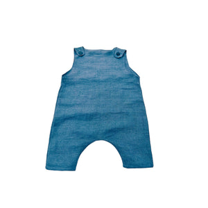 Linen Romper Shorts- Blue Autumn