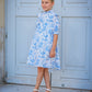 Aoki Dress-Blue Toile | Three-Quarter Sleeve