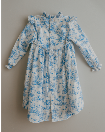 Aoki Dress-Blue Toile | Long Sleeve