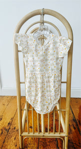 Josie Tie Back Romper & Bonnet -Sunny Blossom