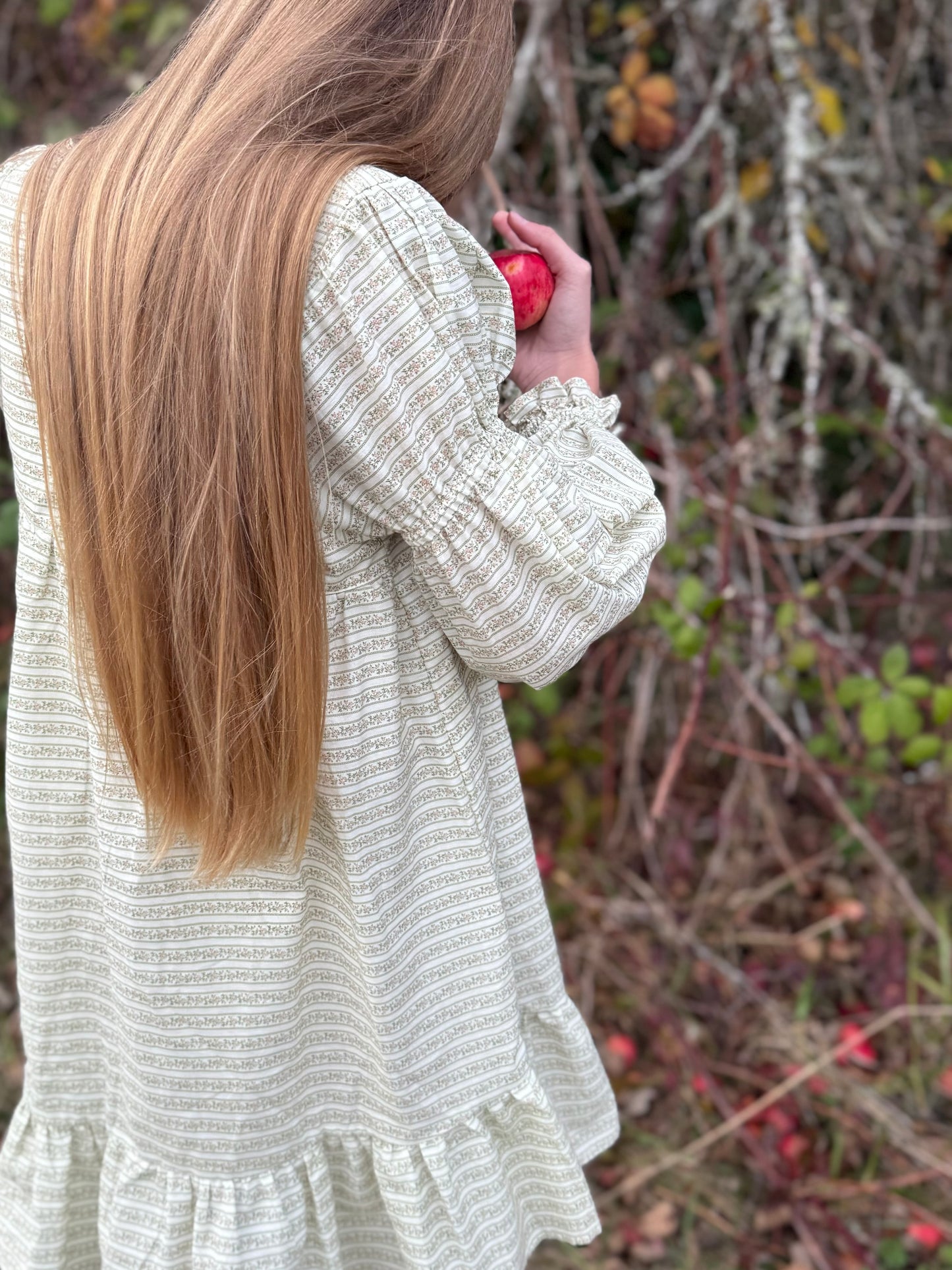 Fiona Dress- Blush Vine Stripe