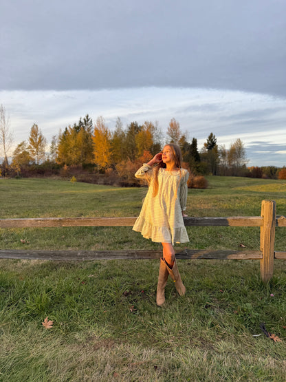 Fiona Dress- Blush Vine Stripe