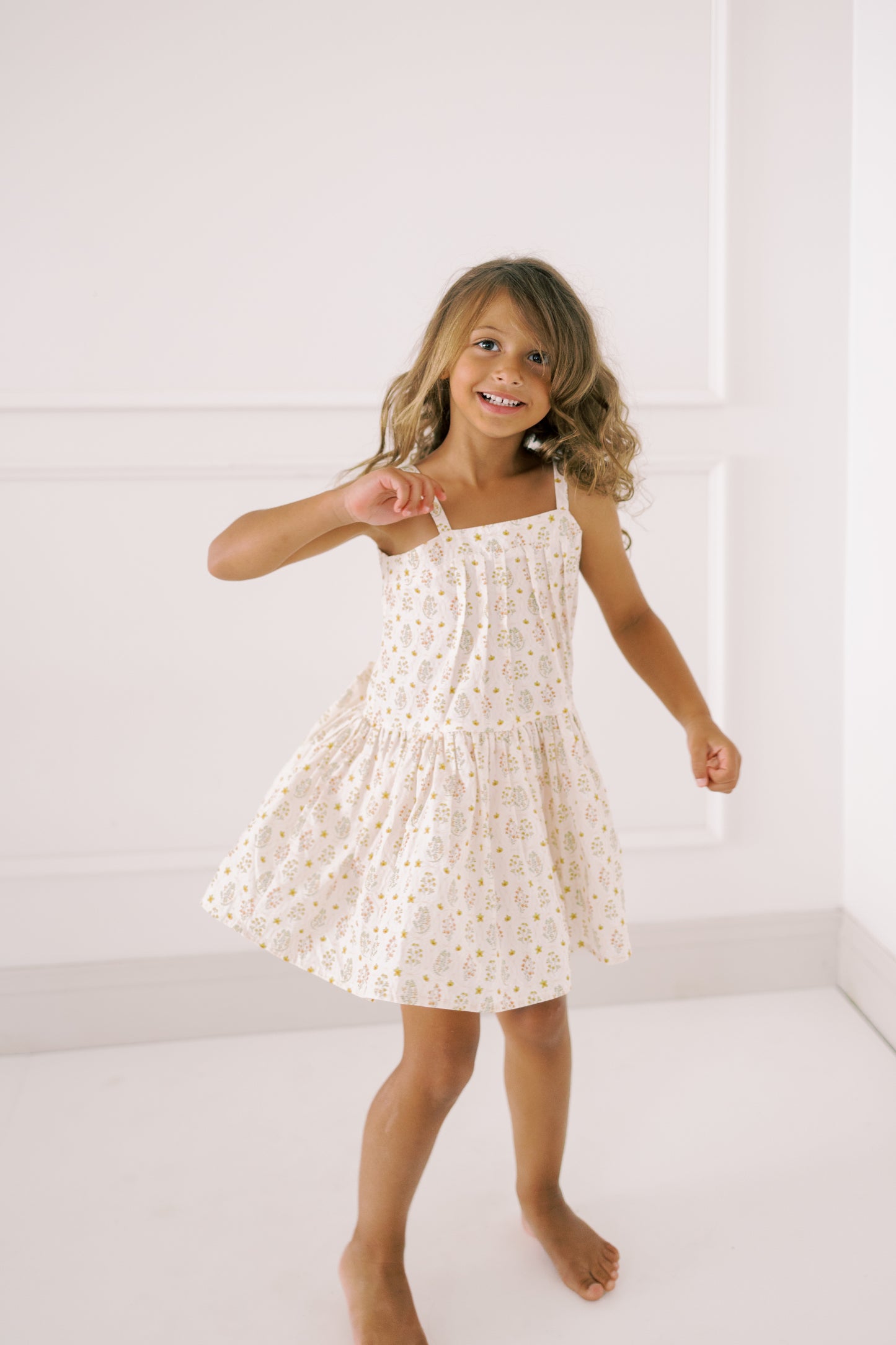 Hikari Pintuck Dress | Golden Blossom