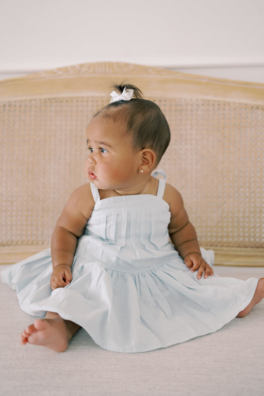 Hikari Pintuck Dress | Powder Blue