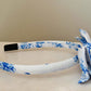 Three Little Bows Headband | Blue Toile