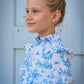 Aoki Dress-Blue Toile | Three-Quarter Sleeve