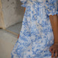 Aoki Dress-Blue Toile | Three-Quarter Sleeve