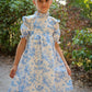 Aoki Dress-Blue Toile | Three-Quarter Sleeve