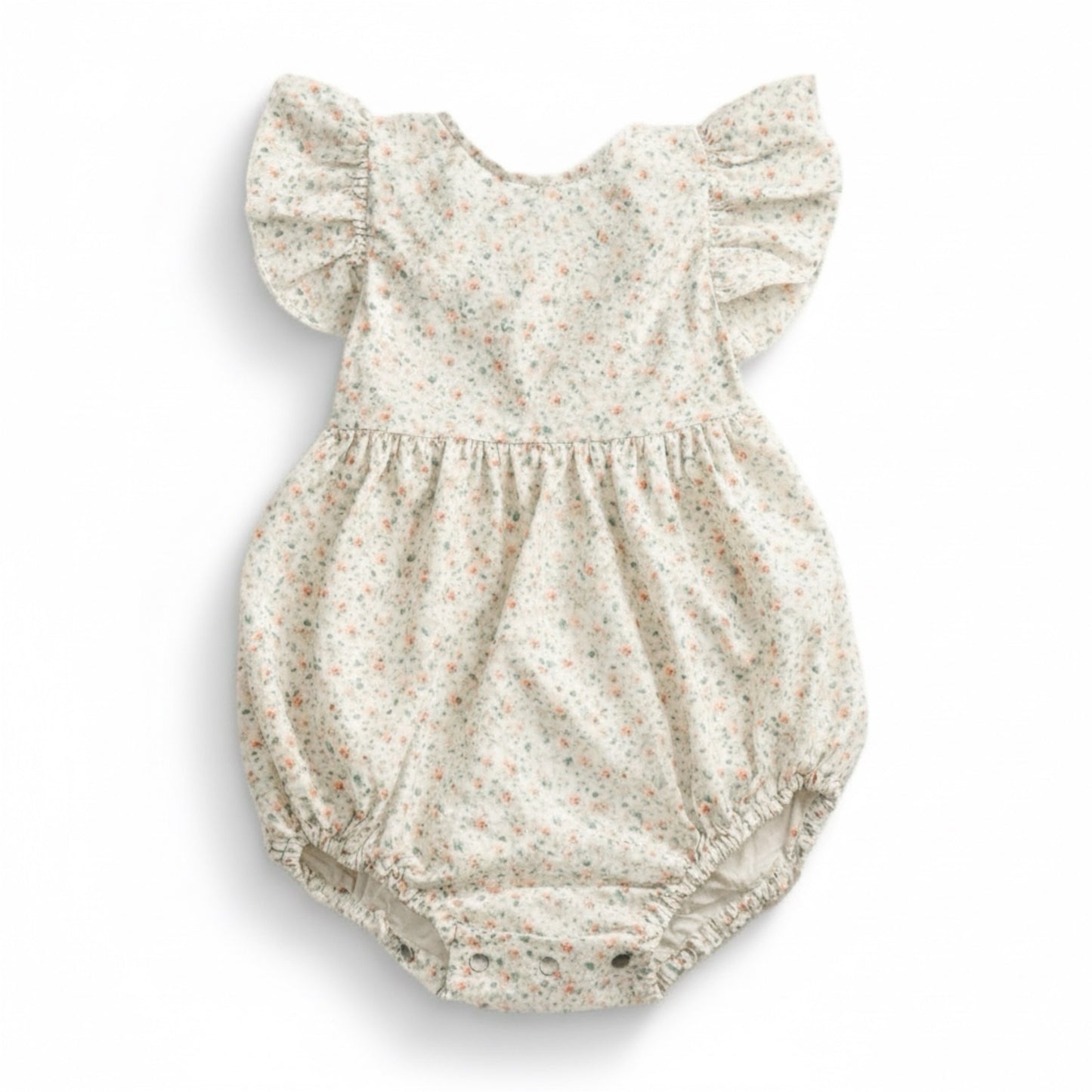 Floral baby romper on a white background