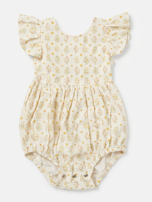 Baby romper with floral pattern on a white background