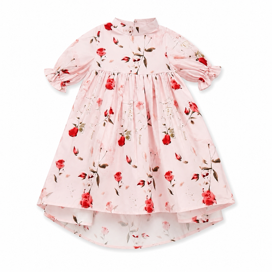 Pink floral dress on a white background