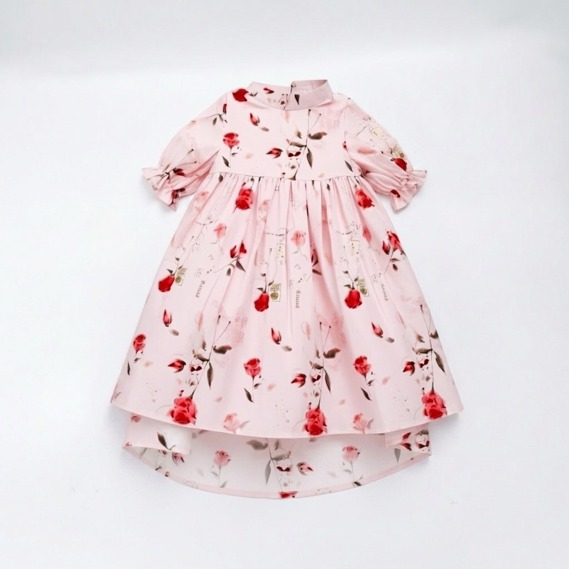 Pink floral dress on a white background