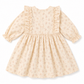 Beige floral dress with long sleeves on a white background