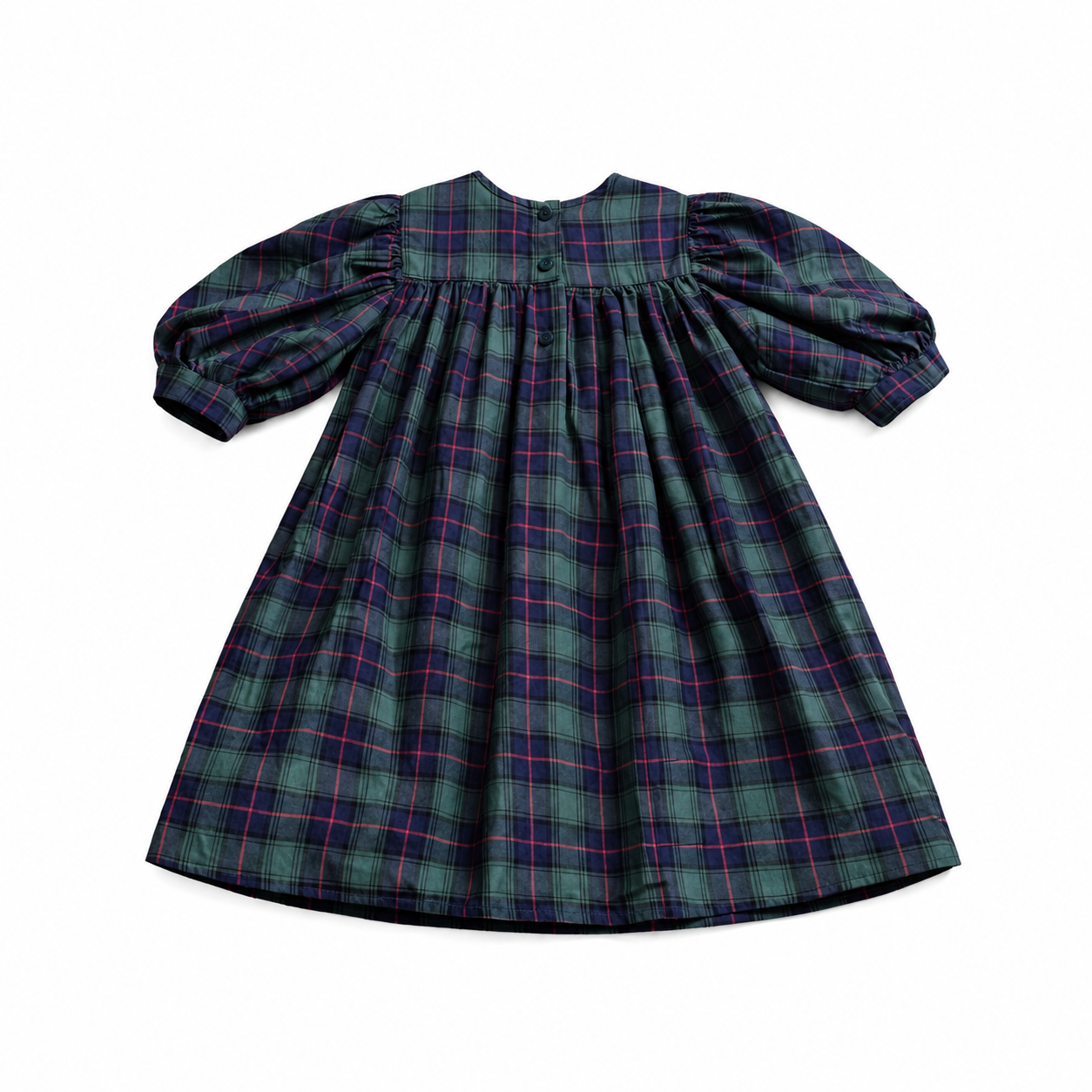 Plaid dress with long sleeves on a white background