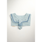 Light blue baby bib with a contrasting trim on a white background