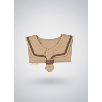 Sailor Style Collar Brown fabric with cocoa brown trim on a light gray background