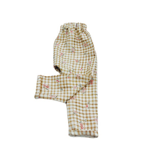 The Tapered Linen Trouser- Floral Gingham