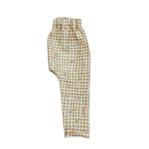 The Tapered Linen Trouser- Floral Gingham